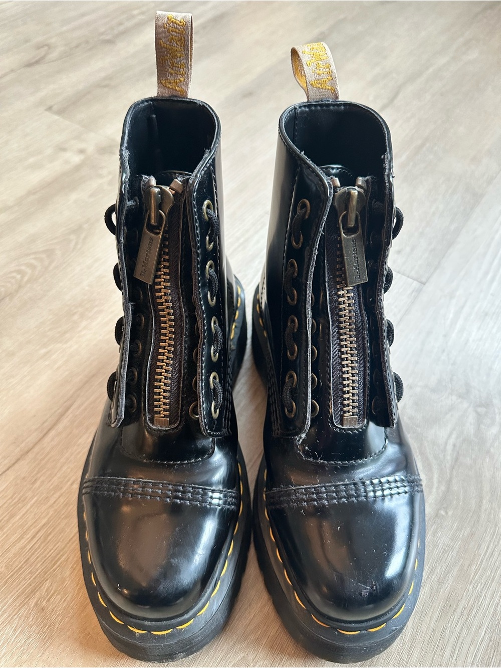 Dr. Martens Black Vegan Leather Sinclair Zip Front Platform Boots